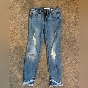 KanCan Distressed Ankle Jeans in Blue